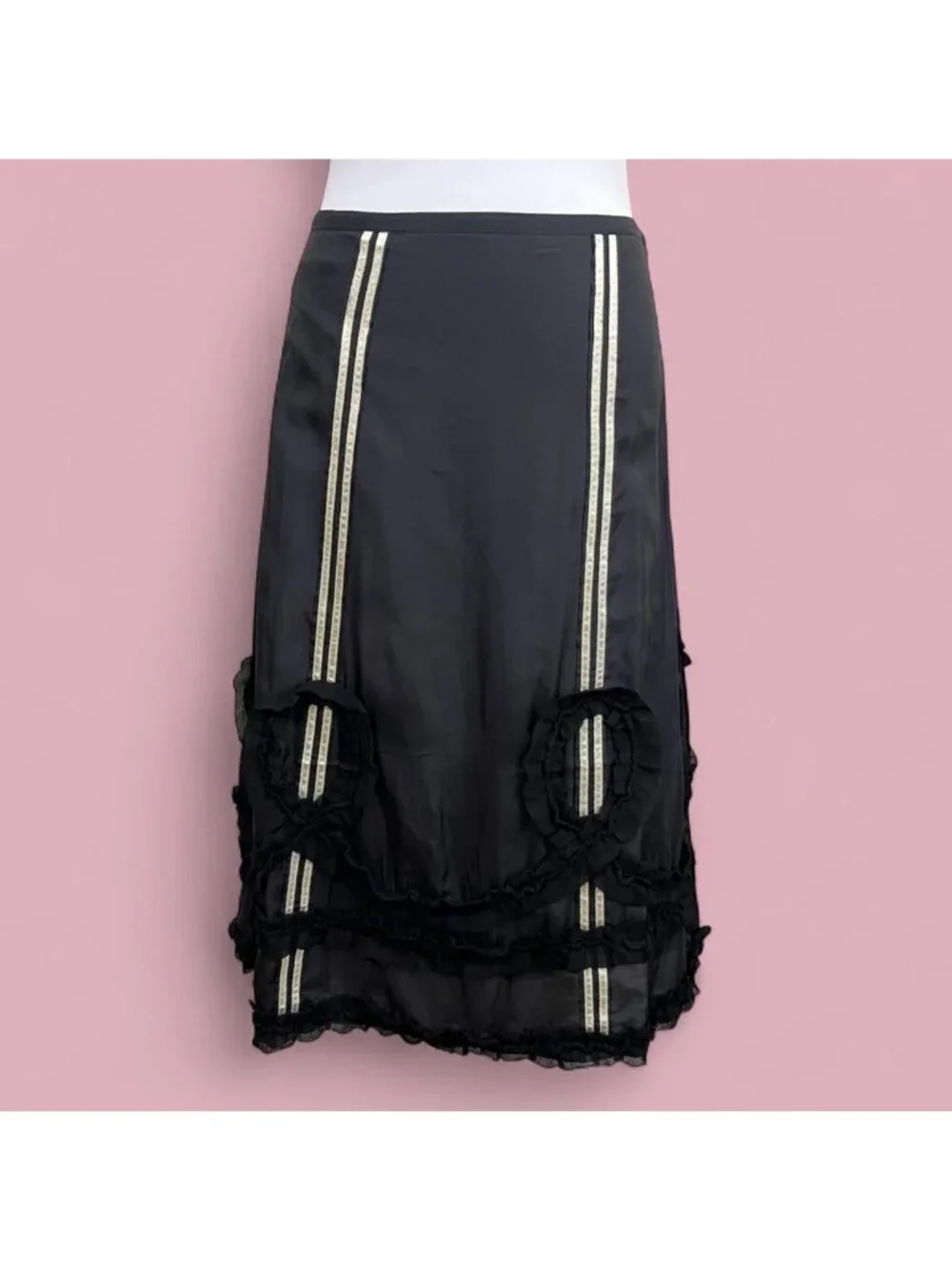 black silk quirky artsy sporty blokecore midi skirt